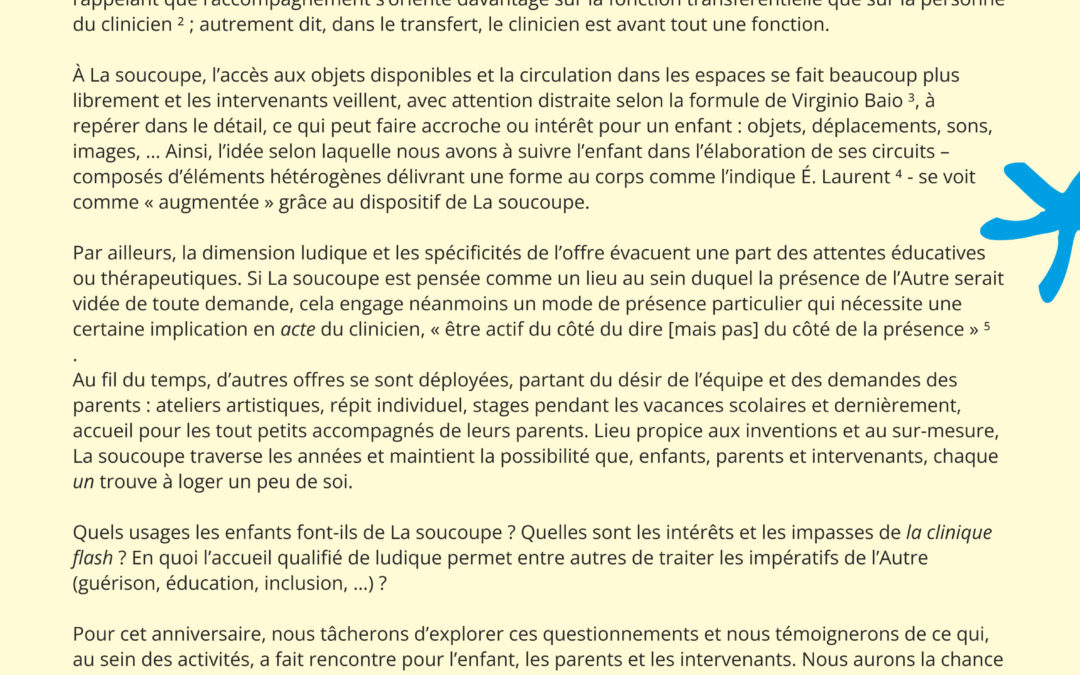 La soucoupe fête ses 15 ans – 5|12|26 – Argument de Phénicia Leroy